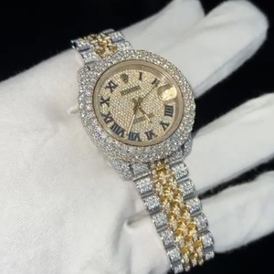 นาฬิกาอัตโนมัติ ETA รุ่น Unisex Luxury Lab Diamond ตัวเรือนสแตนเลสสตีล หน้าปัดอนาล็อก โครโนกราฟ ขนาด 25 มม. โทนสีทอง กระจก พร้อมฟังก์ชั่นสำรองพลังงาน - Product Image 3