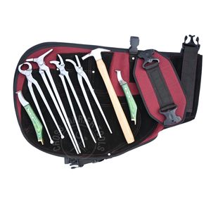 Kit d'outils de ferrage professionnel : Couteau à sabots, Boucle de coupe, Tablier, Écarteur de sabots, Marteau à clous, Cloueur de clous à verrouillage avec outil de retrait - Product Image 1