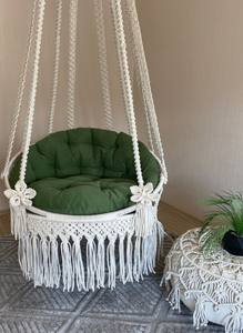 Silla colgante de macramé, columpio de macramé para porche, silla hamaca, columpio redondo de macramé - Product Image 3