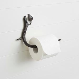 Porte-rouleau de papier toilette en métal de style vintage, fabriqué en fer massif avec un détail artistique à double feuille, durable pour la décoration de la salle de bain - Product Image 3