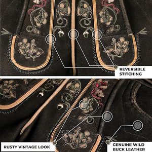 Old Style Plus Size High Embroidered Lederhosen for Men | Antique <b>Look</b> Bavarian <b>Leather</b> <b>Shorts</b> | Handmade Oktoberfest Costume - Product Image 6