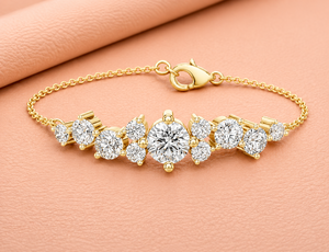 Pulsera de Cadena con Racimo de Diamantes Celestial Harmony para Mujer, Chapada en Oro de 14K, Certificada por IGI, Joyería Fina de Lujo, Regalo de Moda - Product Image 1