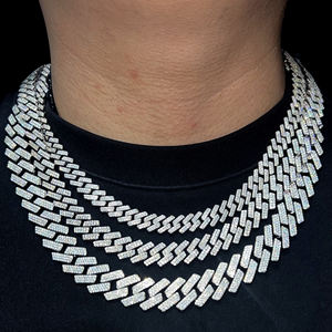 Collar de Cadena de Plata de Ley 925 con Moissanita, Corte Brillante Redondo, Joyería Hiphop para Hombres, Mujeres y Niños, Tamaño Personalizado - Product Image 1