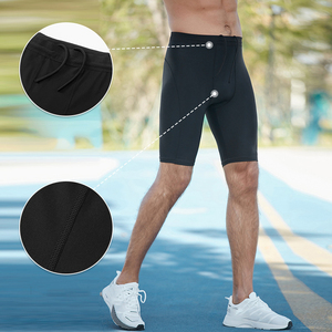 <b>Men</b> Compression <b>Shorts</b> Mid Waist Drawstring Quick Dry Solid Spandex Polyester Sporty Gray Blue <b>Black</b> - Product Image 3