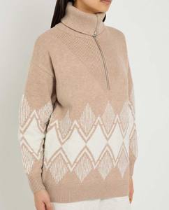 Pull zippé pour femme effet tricot torsadé - Pull d'hiver classique - Tricot doux et respirant pour femme, mode automne - Product Image 6