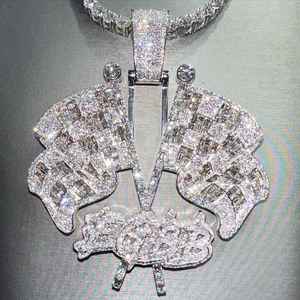 Collar con colgante Icy Flag, colgante Gabriel, colgante Hip Hop con diamante Moissanita VVS, colgante Rapper, regalo de cumpleaños para él - Product Image 1