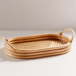 New Arrival Sustainable Handmade Rattan Serving <b>Tray</b> Eco-friendly Lightweight Decorative Customizable Commercial Grade Durable - Product Image 1