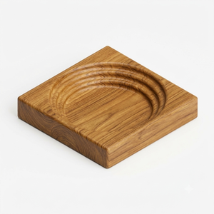 Natural Eco Friendly 90mm Diameter Teak Wood Modern Beverage Coaster Lightweight Non-Slip Food Safe No <b>Paint</b> Varnish Halal - Product Image 2