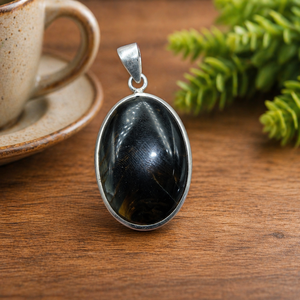 <b>Unique</b> Stone Blue Tiger Eye Oval Pendant 925 Silver Natural Gemstone Cabochon Spiritual Jewelry Rose Gold Yellow Gold Plated <b>her</b> - Product Image 4