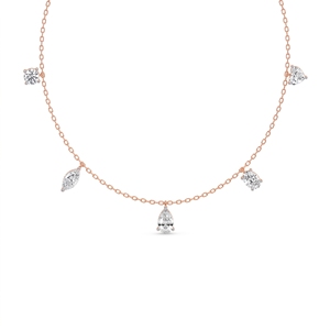 <b>Sterling</b> <b>Silver</b> 9KT,10KT, 14KT,18KT Askew Trinket <b>Necklace</b> for <b>Women</b> Mix Cut Lab Grown Diamond <b>Women</b> Premium Jewelry Gift - Product Image 3