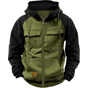 Sudadera con capucha táctica para hombre con cremallera de un cuarto, para gimnasio y actividades al aire libre, con bolsillos cargo, tipo pullover - Product Image 2
