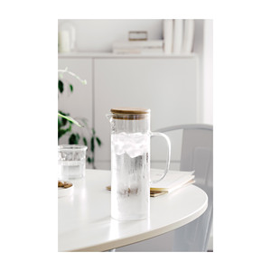 Caraffa in vetro per acqua di mare con coperchio in legno, brocca per infusione di tè e frutta - Product Image 2