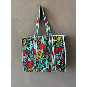 Bolso Tote Acolchado de Algodón Estampado: Bolso de Compras Étnico Indio - Product Image 3