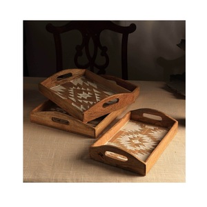 Bandeja de Servir de Madera de Lujo, Hecha a Mano, de Madera Natural, Organizador de Mesa de Comedor, Decoración de Cocina, Bandeja de Regalo para el Hogar - Product Image 1