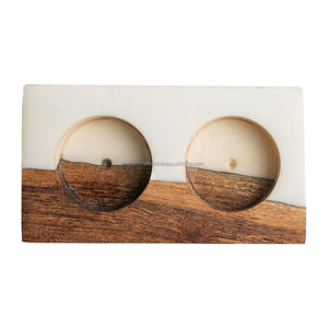 Portavelas rústico de madera y resina, soporte único para velas de hormigón, accesorio decorativo para iluminación del hogar - Product Image 4