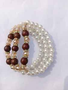 Ensemble collier et bracelet en perles de verre et perles d'agate faites à la main, style sportif et coloré, pour femme, cadeau d'été, bijoux en gros - Product Image 4