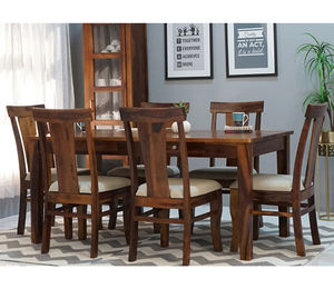 Ensemble de table à manger en bois antique de design haut de gamme avec 6 chaises, table à manger avec rangement à tiroirs pour la maison, les hôtels et les appartements. - Product Image 1