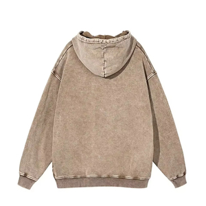เสื้อฮู้ดดี้ผ้าคอตตอนหนาน้ำหนัก 400 กรัม ล้างสีแบบแอซิดวอช ไม่มีเชือกผูก แต่งลายวินเทจ ซีดจางแบบซันเฟด สกรีนโลโก้ตามสั่ง สำหรับผู้ชาย - Product Image 3