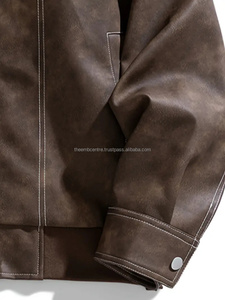 Chaqueta de cuero auténtica personalizada para hombre de alta calidad con cuello levantado y cremallera, chaqueta con precios al por mayor de colores personalizados para hombre - Product Image 2