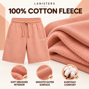 Lanisters Industries <b>Womens</b> Cotton Fleece 300g Bermuda <b>Shorts</b> Knee Length <b>Elastic</b> Drawstring <b>Waist</b> Side Pockets Regular Fit - Product Image 6