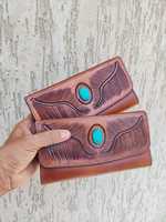 Dompet Wanita Kulit Asli Mewah Bergaya, Desain Baru, Set 2 Buah, Tas Clutch Praktis dengan Resleting dan Tempat Kartu