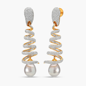 Boucles d'oreilles pendantes tendance avec pavé de diamants et imitation perle, plaqué or 18 carats, bijoux de mode pour femmes - Product Image 3