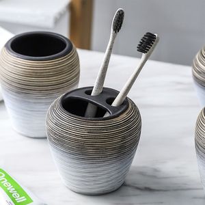 Luxury 4-Piece Textured Steel Bathroom Accessory Set Modern Soap Dispenser <b>Toothbrush</b> <b>Holder</b> Tumbler Soap Dish Grey Slate - Product Image 4