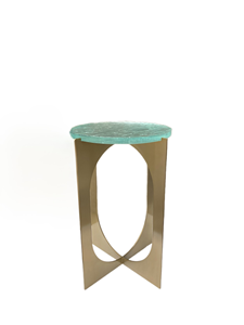 Table d'appoint pour salon avec plateau en verre moulé et métal, pour salon, chambre et bureau - Product Image 5