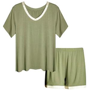 Conjunto de Pijama Reversible de Verano 2026 para Mujer, de Moda, Liso, 100% Poliéster, Ligero, Transpirable, de Corte Relajado, con Abertura Frontal - Product Image 1