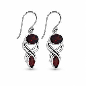 Boucles d'oreilles fines en argent sterling 925 avec grenat naturel facetté BER-41, fabrication OEM ODM sur mesure, marque privée, bijoux indiens pour femmes - Product Image 1