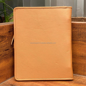 Customized Premium Hand Tooled Cowhide Leather Business Portfolio Padfolio <b>Folders</b> Resume Legal Document <b>Organizer</b> with Zipper - Product Image 3