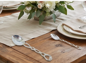 Juego de cucharas de acero inoxidable para postre con cadena plateada efecto espejo, aptas para lavavajillas, ideales para regalo, hoteles y restaurantes. - Product Image 3