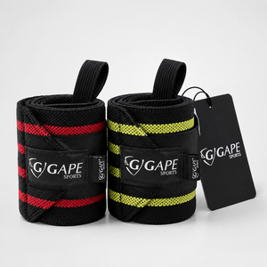 GAPE SPORTS Support de poignet pour haltérophilie, en nylon, avec boucle auto-agrippante, élasticité réglable, respirant, noir, rouge, vert, universel, adulte, OEM - Product Image 1