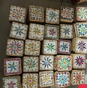Sous-verre artisanal en jonc avec incrustation de nacre |   Sous-verre tissé naturel |   Fabricant vietnamien - Product Image 3