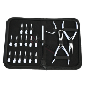 Juego de herramientas para extensiones de cabello de salón: Alicates blancos para microperlas, Alicates de crimpado, Herramienta de gancho para extraer, Agujas curvas, Pinzas de seccionamiento - Product Image 1