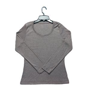 100% coton couleur unie femmes T-Shirt surdimensionné col rond manches longues personnalisé manches longues O cou grande taille T-Shirt de BD - Product Image 1