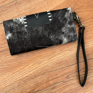 Nouvelle botte point peau de vache femmes bracelet portefeuille en cuir véritable pochette sac à main de nombreux compartiments Long portefeuille avec de nombreuses fentes pour cartes - Product Image 3