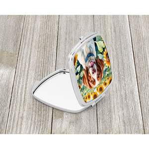 Brittany Spaniel Tournesols Miroir de maquillage compact pliant pour femmes Voyage Miroir de poche décoratif Cadeau - Product Image 2
