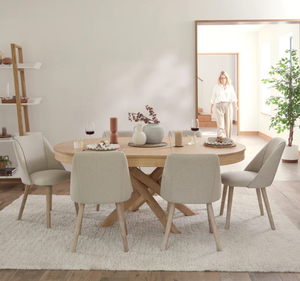 Ensemble de table à manger ovale en bois massif mindi moderne avec chaises rembourrées confortables, mobilier de salle à manger contemporain pour appartement et hôtel - Product Image 4