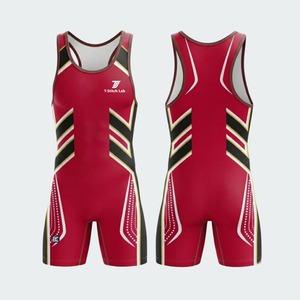 Low MOQ High Quality Spandex/Polyester Customized Logo <b>Weightlifting</b> Men's Wrestling <b>Singlets</b> Quick Dry Lightweight - Product Image 3