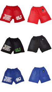 Shorts de survêtement pour homme en coton épais 100 % avec imprimé en relief, haute qualité, style streetwear décontracté, taille élastique, couleur unie - Product Image 2