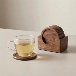 Wholesale ILAHI's Eco-Friendly Brown Square Wooden Coaster Classic Design Tabletop <b>Protective</b> Accessory Customizable Size Home - Product Image 3