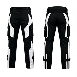 Pantalones de Motocicleta Unisex en Color Negro y Blanco con Bloques de Color, Tejido Cordura Transpirable, Bolsillos Tipo Cargo, Secado Rápido, para Todas las Estaciones - Product Image 1