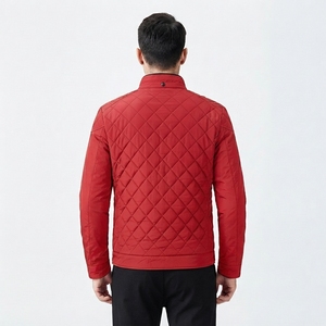 Men's Diamond <b>Pattern</b> <b>Quilted</b> <b>Jacket</b> Lightweight Full Zip Stand Collar Outerwear - Product Image 3