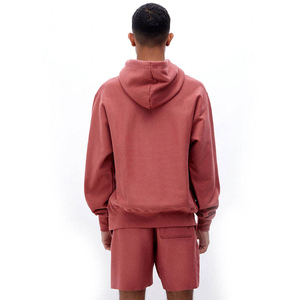 Conjunto Deportivo Informal para Hombre, Sudadera con Capucha Roja y Pantalones Cortos, 100% Algodón, Color Sólido, Cierre con Cordón, Corte Regular - Product Image 5