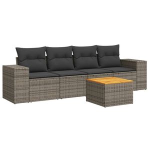 Conjunto de Sofá de Jardín de Ratán Gris de 4 Plazas, Muebles de Exterior Resistentes a la Intemperie, Diseño Contemporáneo - Product Image 2