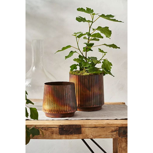 Jardinières en métal doré écologiques, forme ronde, accessoires de jardin pour la maison, balcon, terrasse, pots et jardinières pour fleurs. - Product Image 3