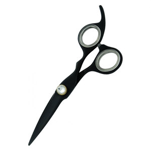 Ciseaux de barbier professionnels en acier inoxydable allemand de qualité supérieure, lame affûtée, pour droitiers, avec repose-doigts noir de haute qualité - Product Image 3
