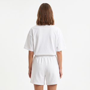 Ensemble de survêtement sportif personnalisé pour femmes, 2 pièces, ensemble d'été, t-shirt uni en coton et polyester, shorts pour femmes - Product Image 6