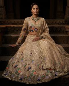 Élégant Lehenga Choli en Faux Georgette Longueur Ras du Sol avec Broderie Dorée, Infroissable et Séchage Rapide pour Mariage Indien et Pakistanais - Product Image 6